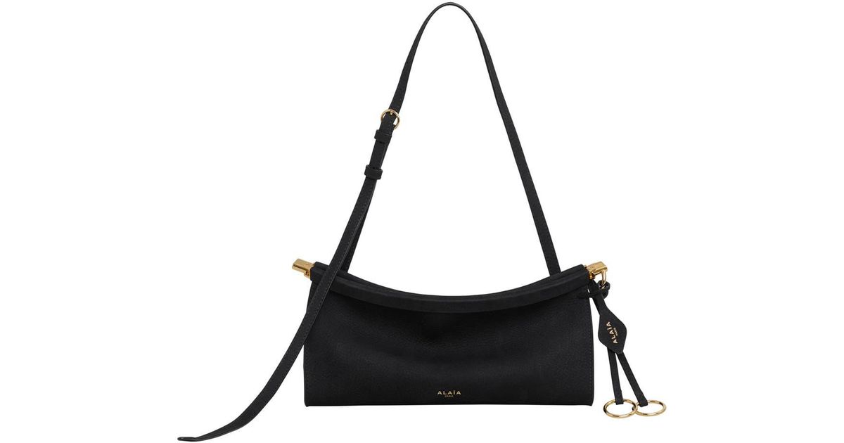 Alaïa Small Le Click East/West Leather Shoulder Bag in Black