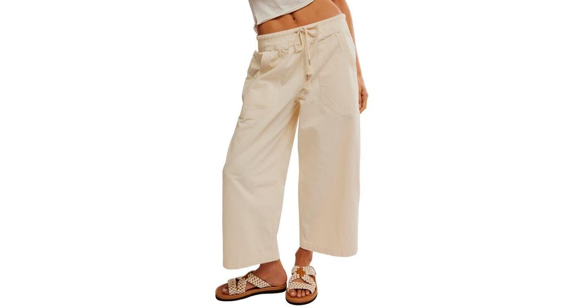 People Pull Drawstring Free People Easy Peasy Wide Leg Drawstring Pants in Natural | Lyst