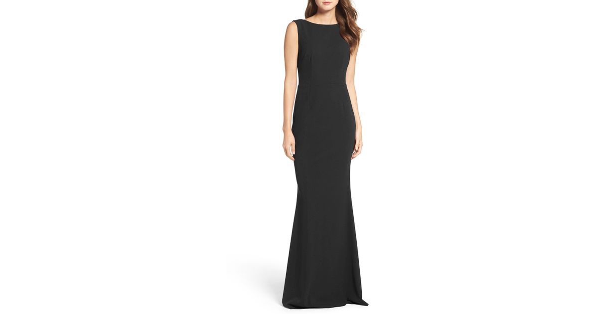 katie may black cowl back gown