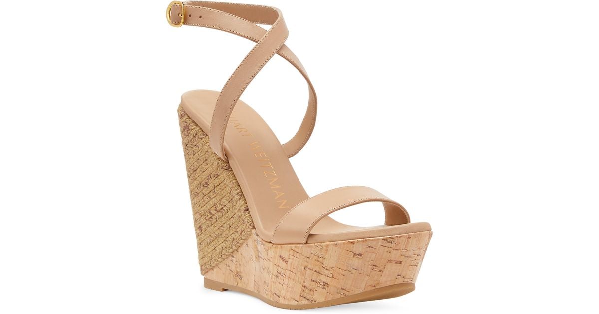 Stuart Weitzman Platform Wedge Sandal in Natural Lyst