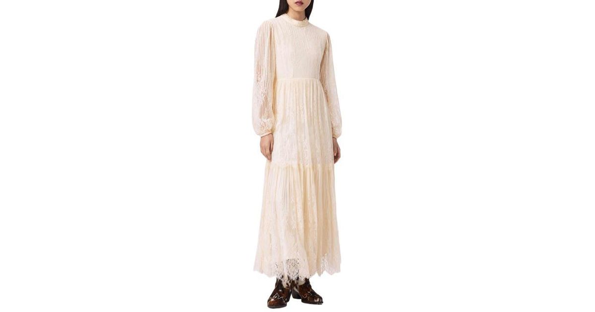 allsaints lee lace dress Kids' Lee Lace Trim Long Sleeve Sweatshirt Dress In Pink