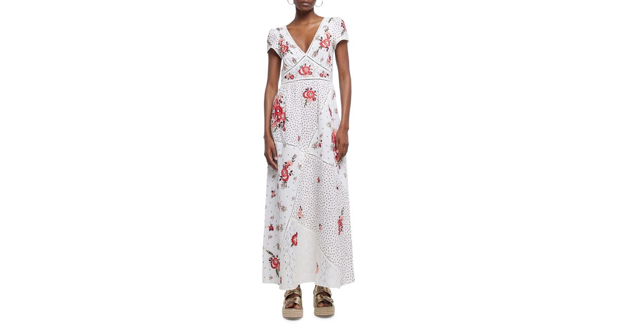 River Island Floral Patchwork Embroidered Maxi Dress in White Lyst
