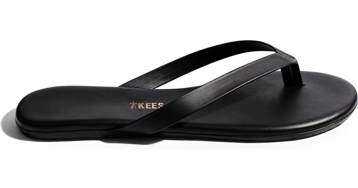 TKEES The Boyfriend Leather Flip Flop in Black | Lyst