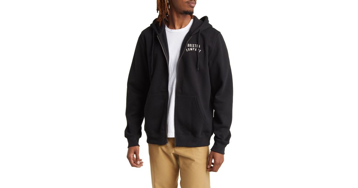 Brixton Woodburn Zip Hoodie in Black for Men Lyst