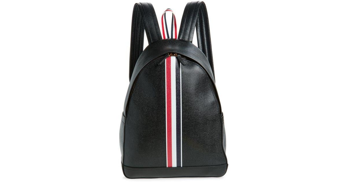 Team Rwb Rucksack Thom Browne Rwb Stripe Pebbled Leather Backpack in Black for Men | Lyst