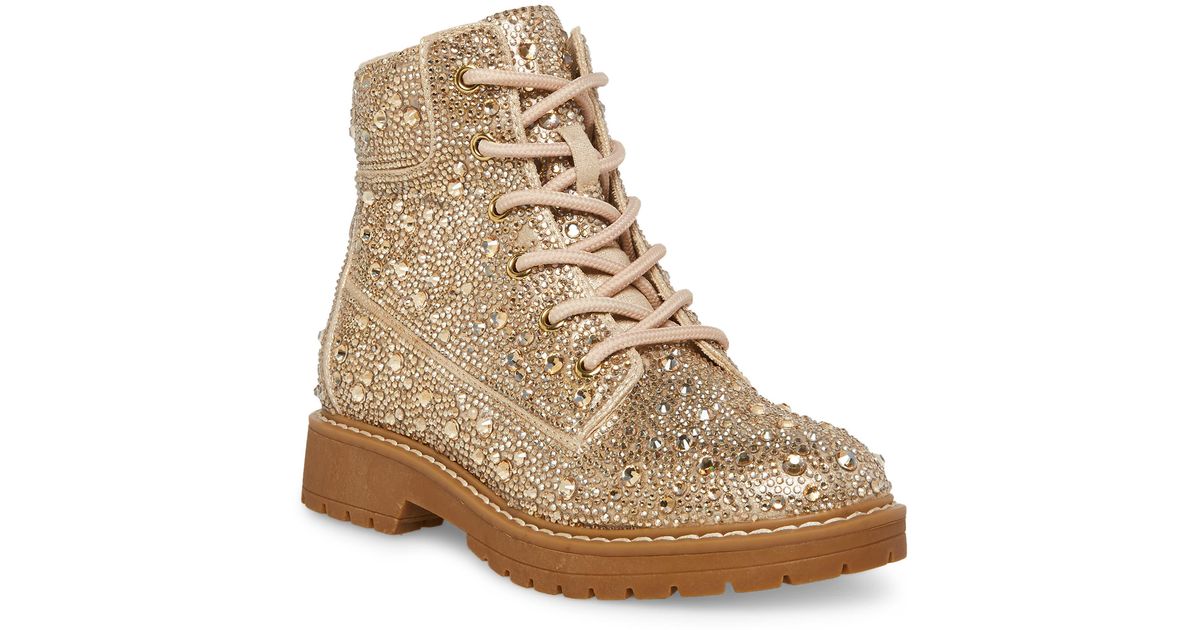 Betsey Johnson Kids' Hudson Sparkle Combat Boot in Natural Lyst