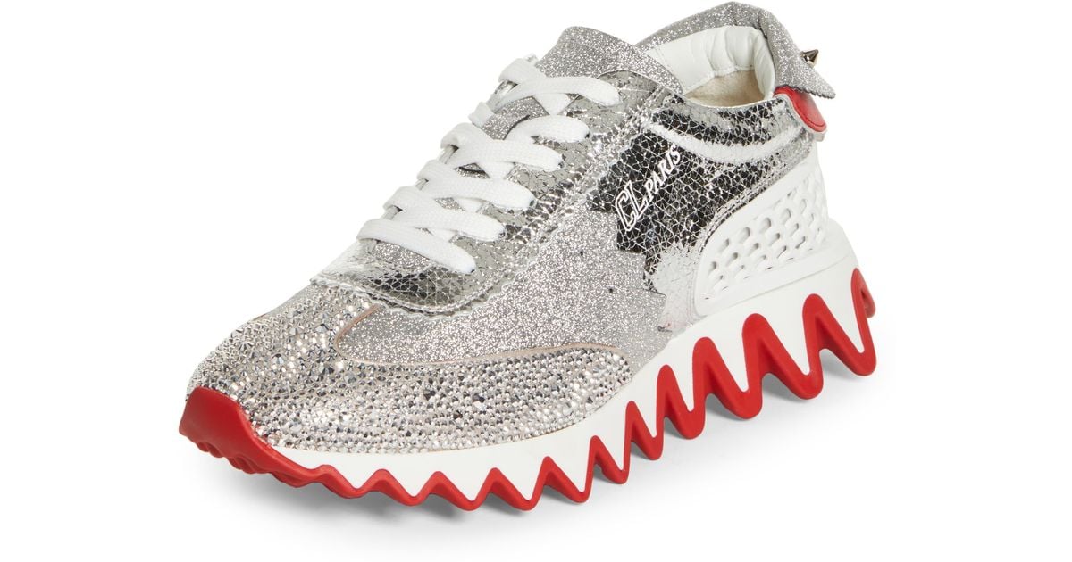 Christian Louboutin Loubishark Crystal Embellished Sneaker in White |