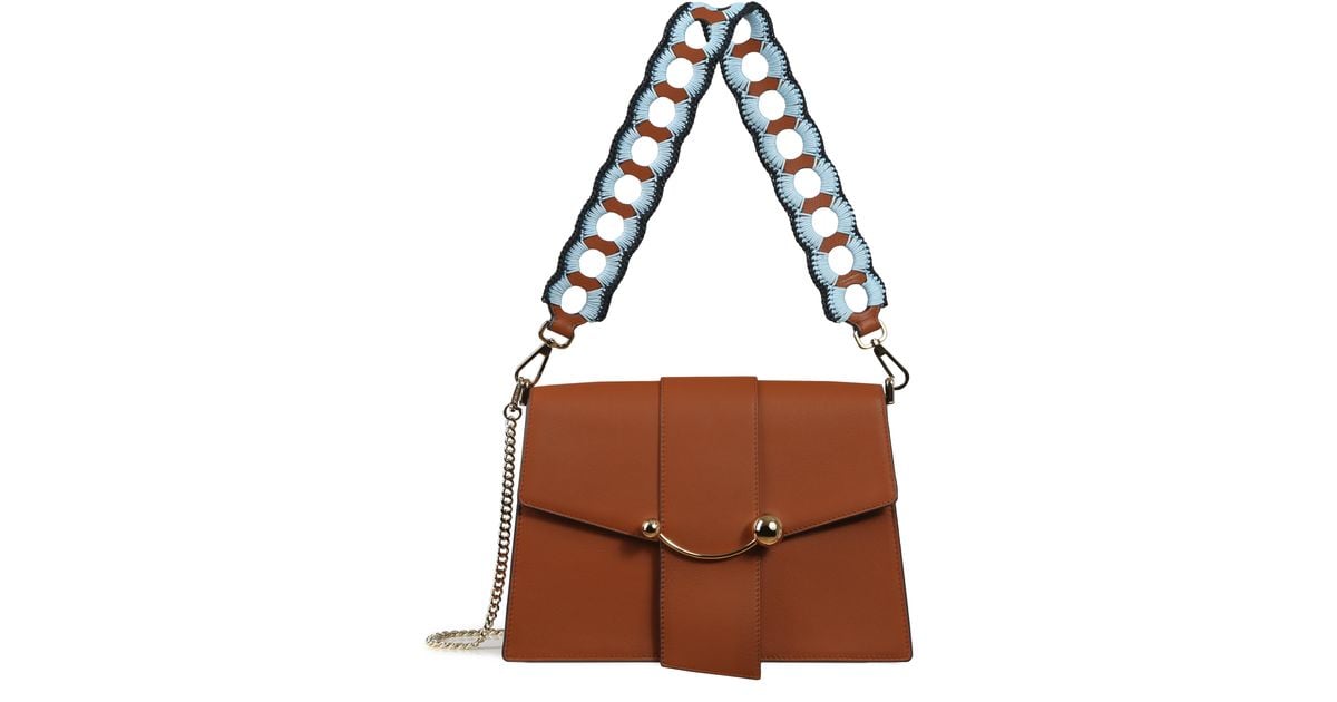 Strathberry Crescent Leather Crossbody Bag in Brown | Lyst