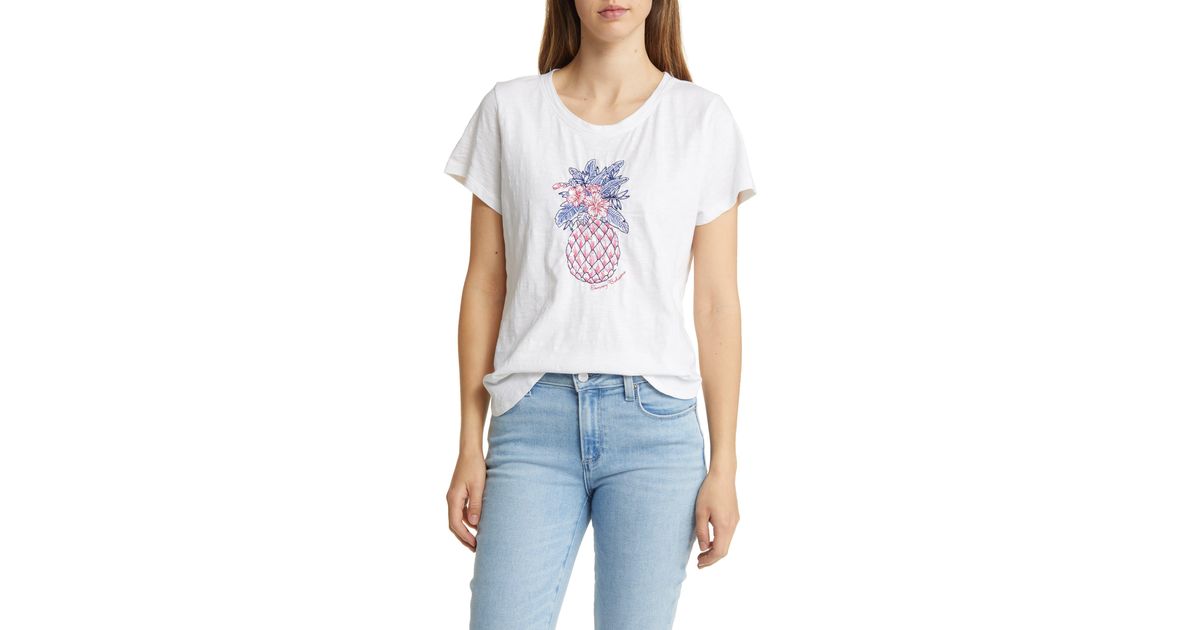 Tommy Bahama American Pineapple Embroidered Cotton T-shirt in White | Lyst