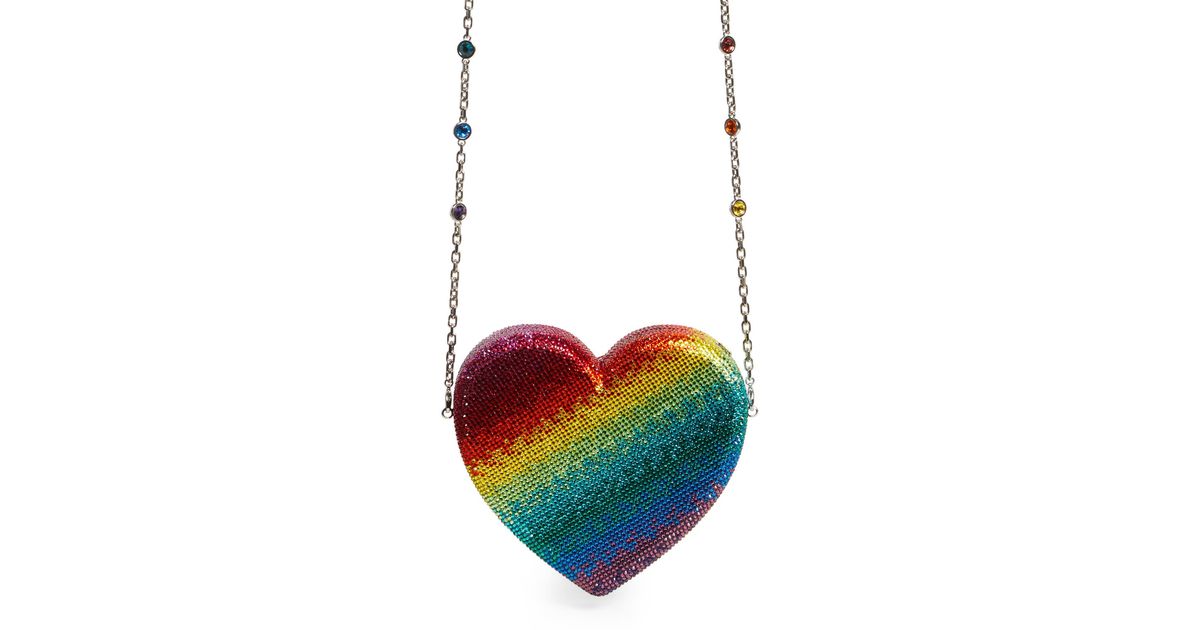 Judith Leiber Crystal Rainbow Heart Clutch Lyst