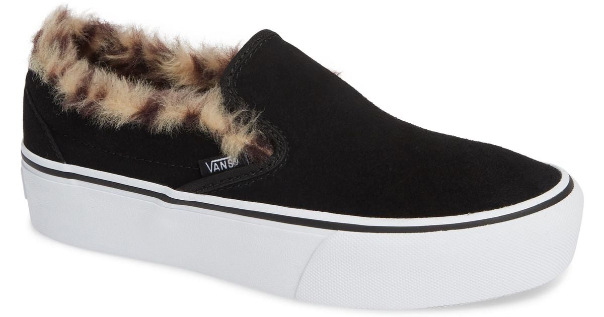 vans suede slip on platform fur