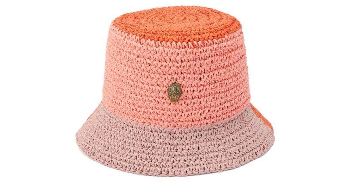 Geiger Reno Reversible Bucket Kurt Geiger Colorblock Raffia Bucket Hat in Pink | Lyst