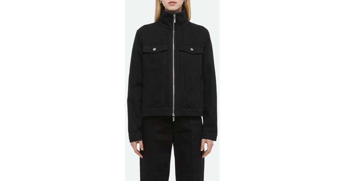 Helmut Lang Funnel Zip Trucker Jacket in Black | Lyst