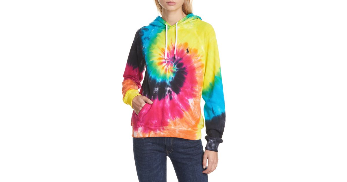 tie dye cotton hoodie polo