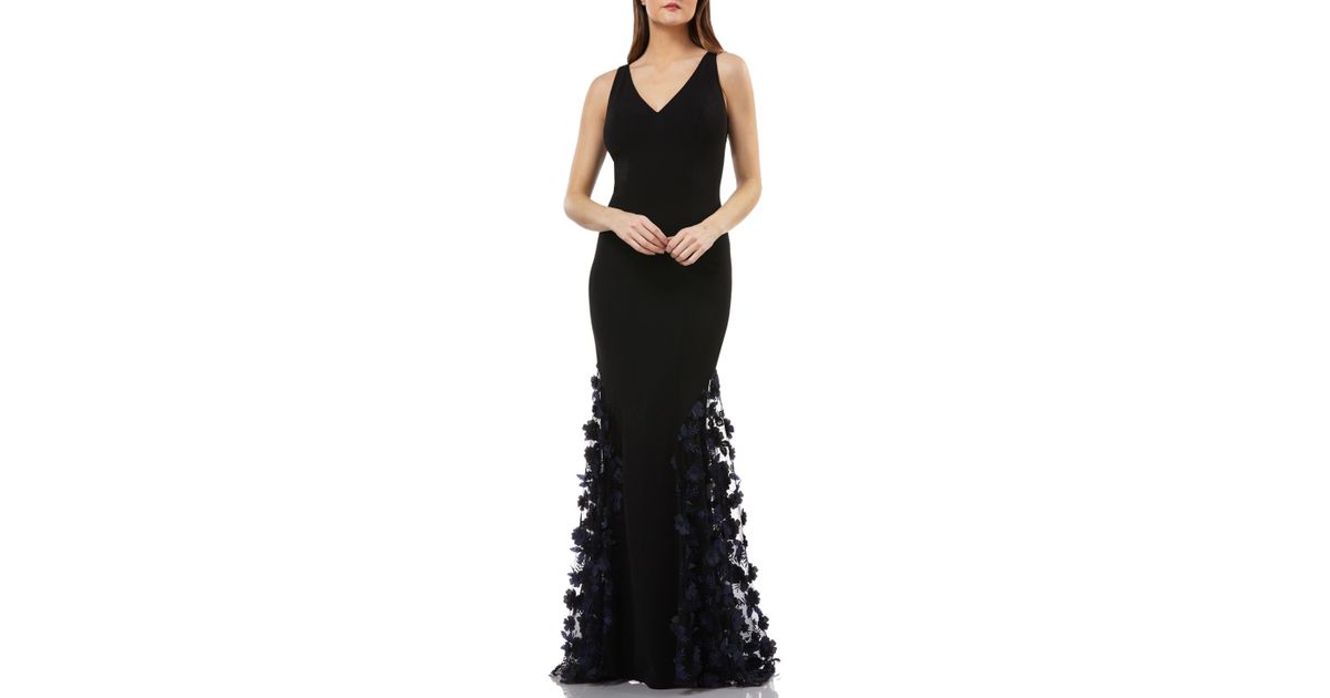 carmen marc valvo 3d floral mermaid gown