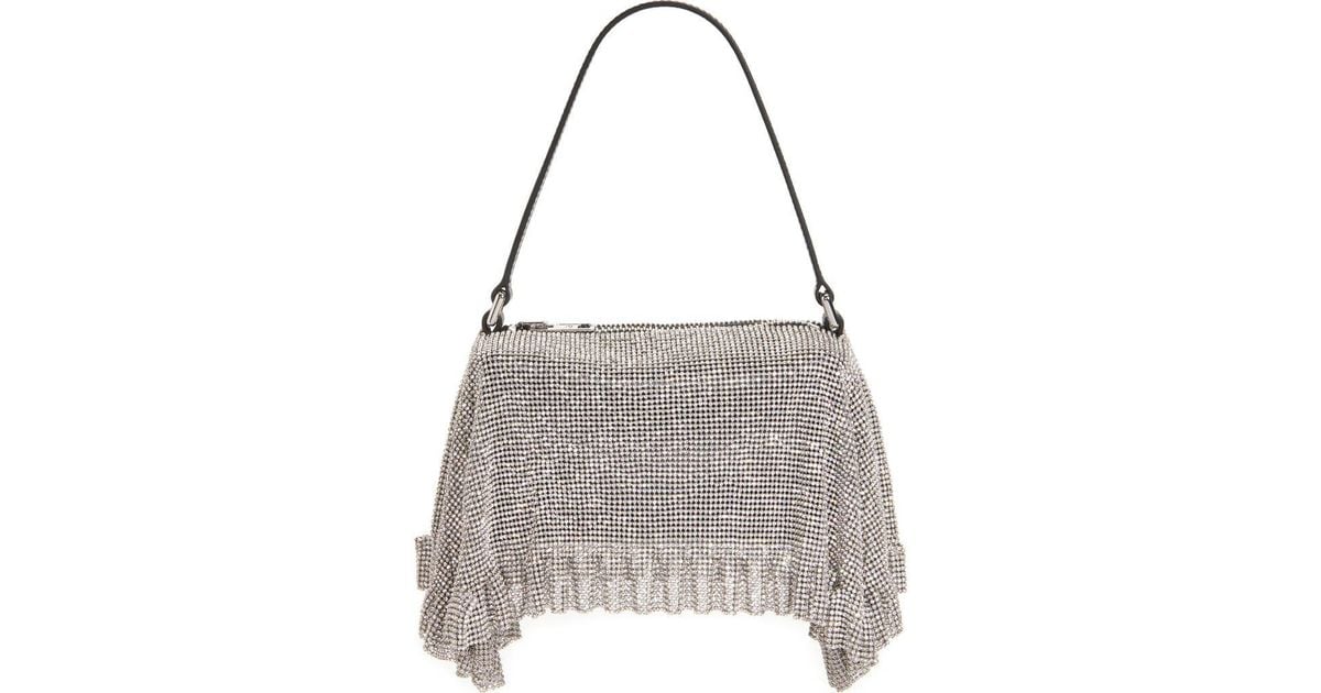 Alexander Wang Divina Crystal Mesh Pochette Top Handle Bag in Gray 