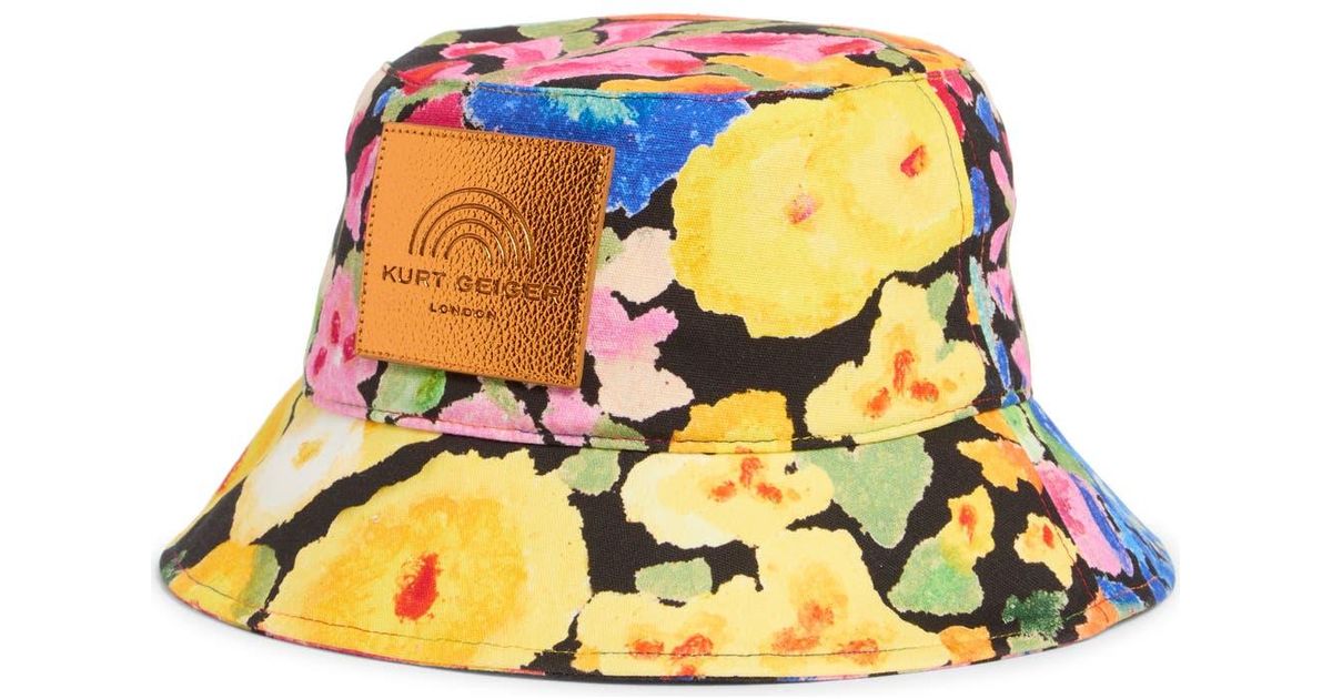 Geiger Reno Reversible Bucket Kurt Geiger Floral Print Bucket Hat in Yellow | Lyst