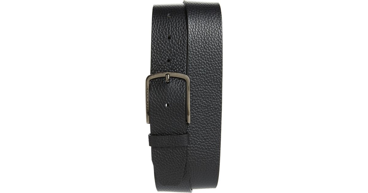 BOSS by HUGO BOSS Hugo Sander Pebbled Leather Belt in Black for Men Lyst