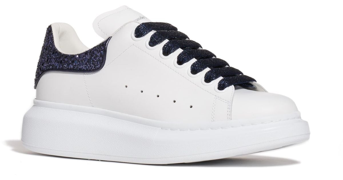 Alexander McQueen Rubber Sneaker in White/ Navy Glitter (Blue) - Lyst