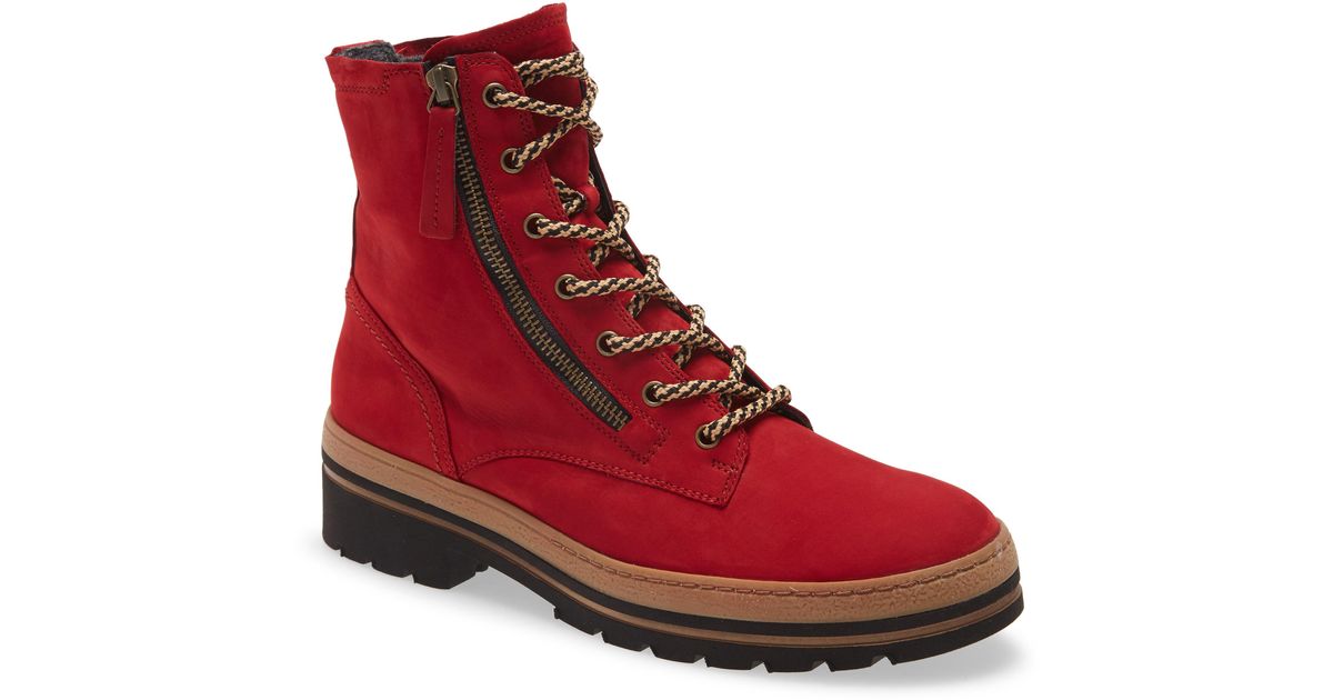 Paul Green Darcy Lace-up Boot in Red | Lyst