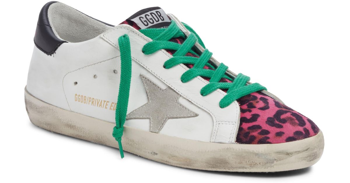Golden Goose Deluxe Brand Superstar Leopard Print Sneaker in White/ Fuschia Leopard (Green) - Lyst