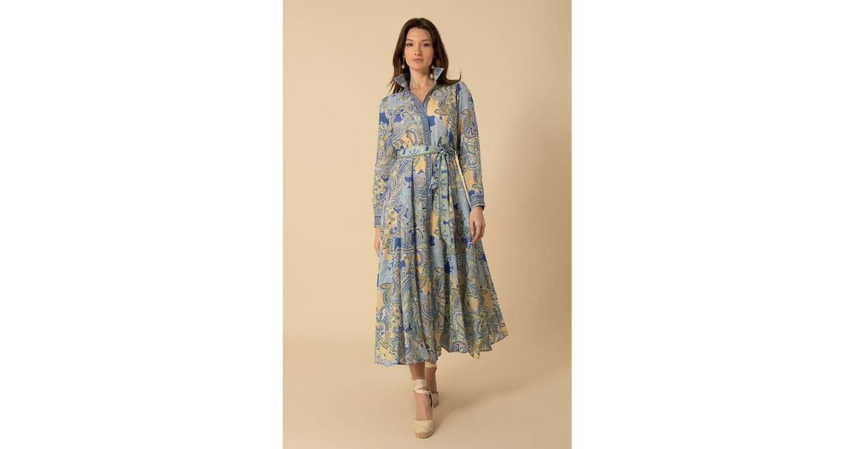 Kaeli Linen Organza Dress Blue - Hale Bob