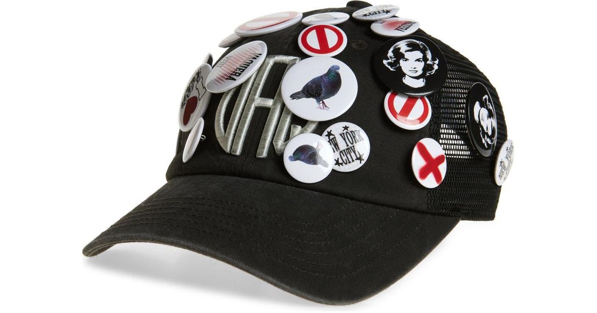 帽子 VAQUERA BASEBALL HAT WITH PINS WOVEN VAQUERA Logo Embroidered Trucker Hat With Pins in Black | Lyst