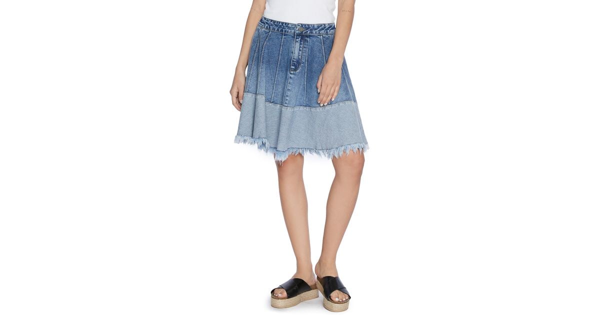 Wash Lab Denim Let's Go Twotone Denim Skirt in Blue Lyst