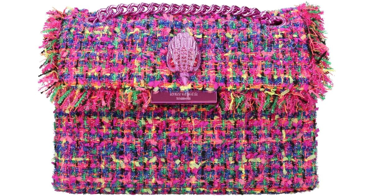 Kurt Geiger Mini Kensington Tweed Convertible Crossbody Bag in Purple