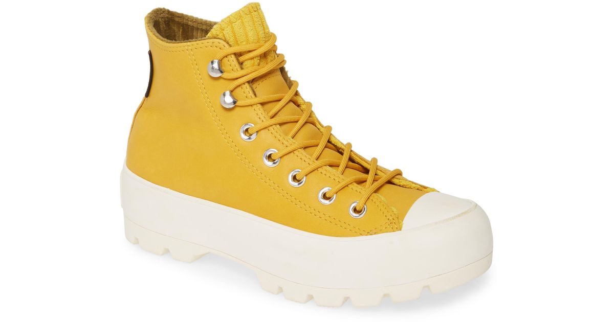 Converse Corduroy Chuck Taylor All Star Gore-tex Waterproof Lugged High Top  Sneaker in Yellow - Lyst