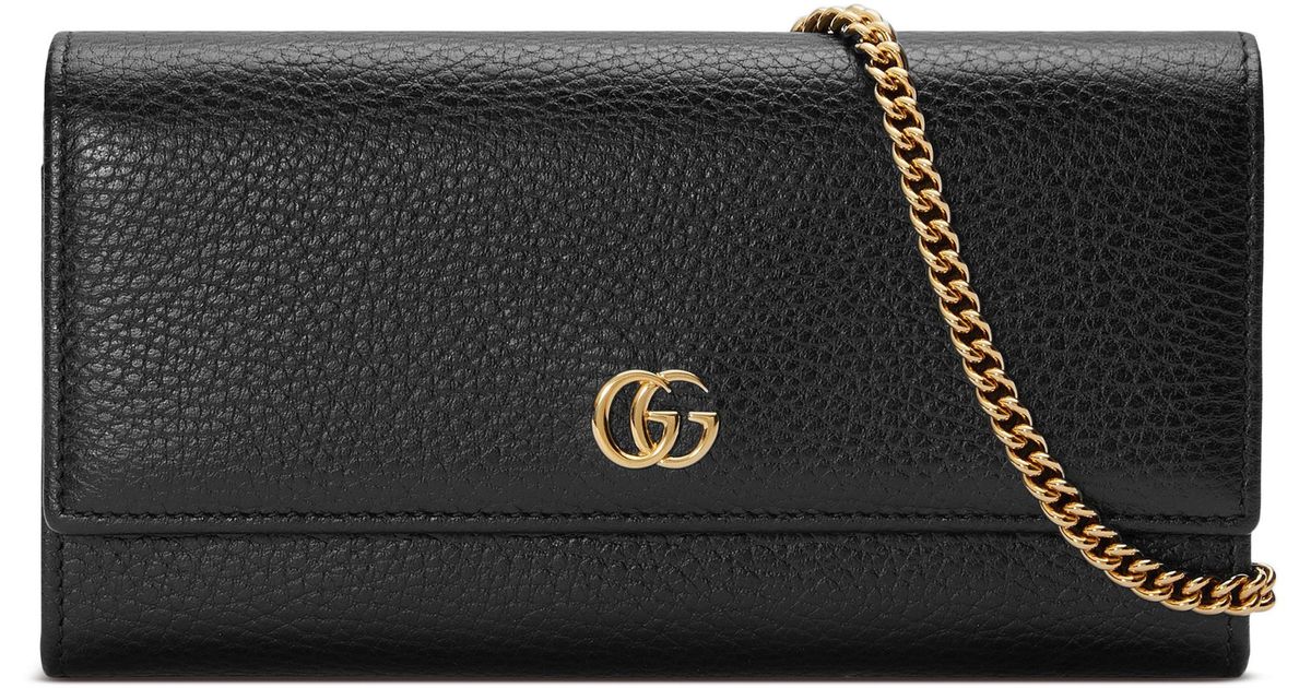 gucci petite marmont leather continental wallet on a chain