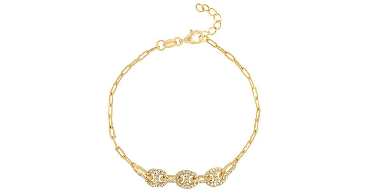 ATHRA LUXE Cubic Zirconia Mariner Link Bracelet in Metallic | Lyst