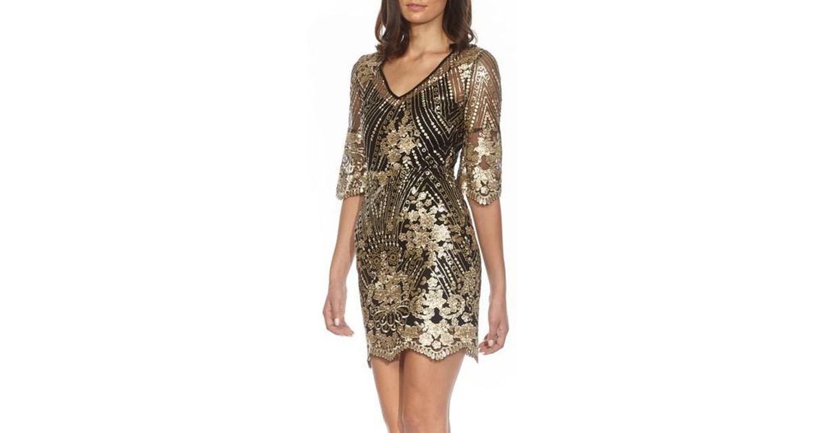 black and gold sequin mini dress