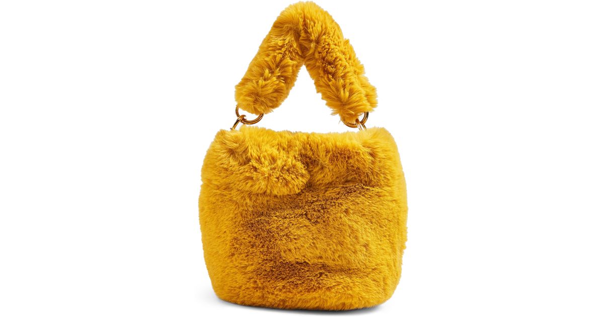 teddy faux fur bucket bag