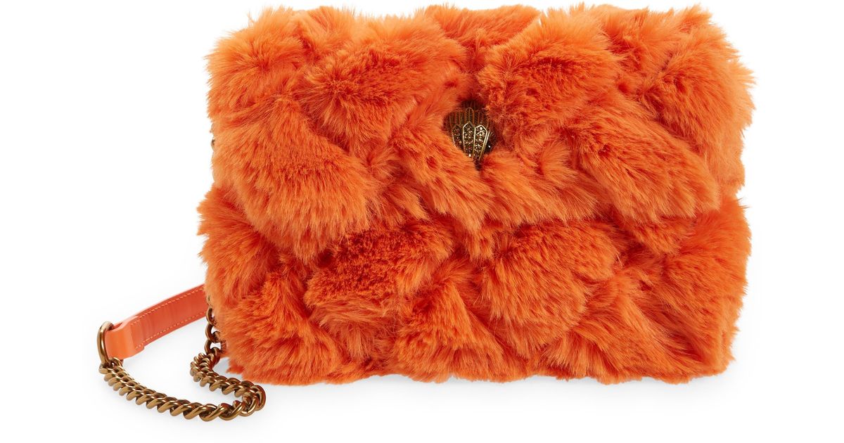Kurt Geiger Medium Kensington Faux Fur Crossbody Bag in Orange Lyst