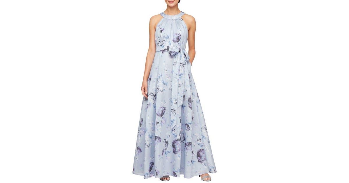 Alex Evenings Shimmer Tie Belt Organza Gown in Blue | Lyst Alex Evenings Shimmer Tie Belt Organza Gown in Blue | Lyst