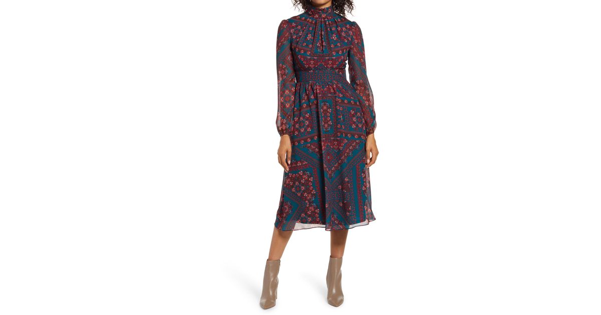 Julia jordan tile print mock neck dress Clearance
