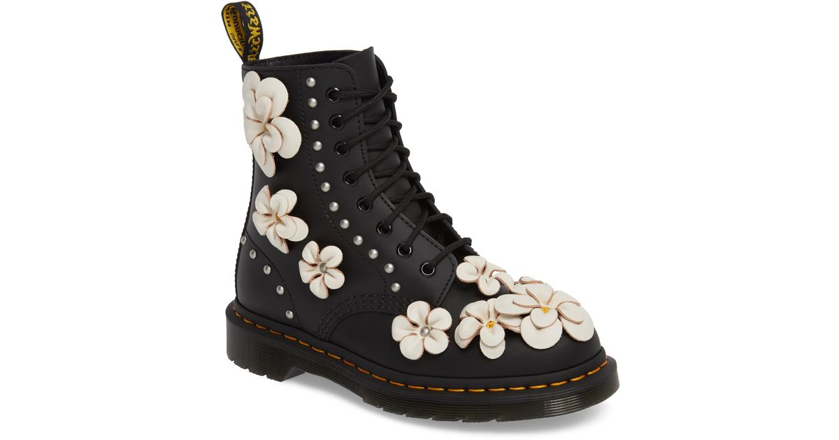 Dr. Martens Pascal Flower Boot in Black 