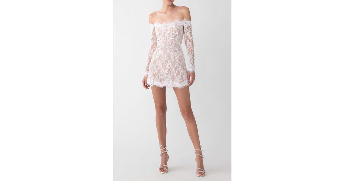 SAU LEE Rachael Off The Shoulder Lace Minidress in White | Lyst SAU LEE Rachael Off The Shoulder Lace Minidress in White | Lyst