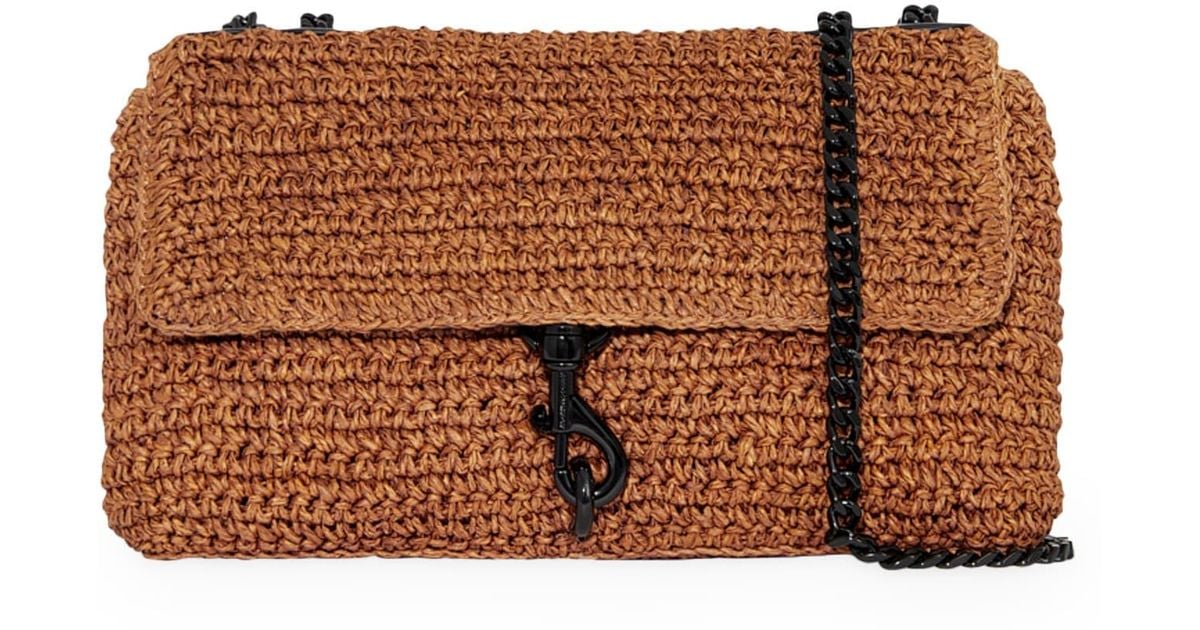 Rebecca Minkoff Medium Edie Straw Convertible Crossbody Bag in Brown Lyst