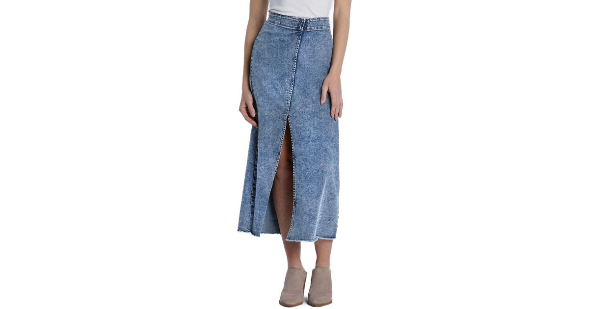 Wash Lab Denim Side Hustle Denim Skirt in Blue | Lyst