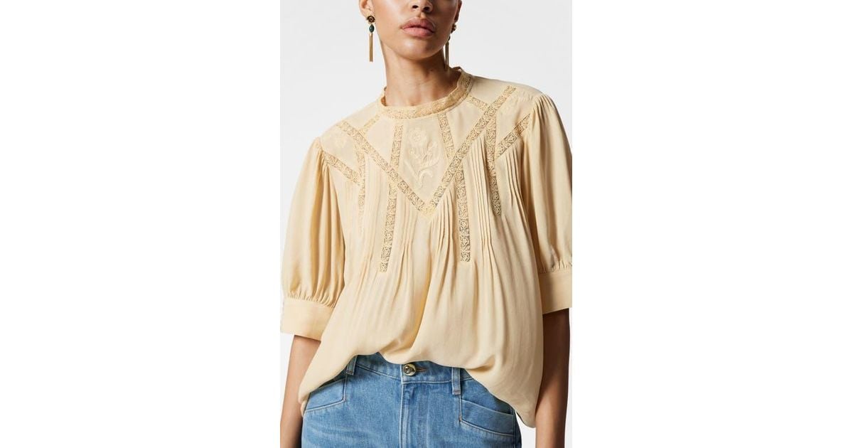 トップス OHOTORO Pintuck Lace Blouse / ivory & Other Stories Embroidered Pintuck Lace Top in Natural | Lyst
