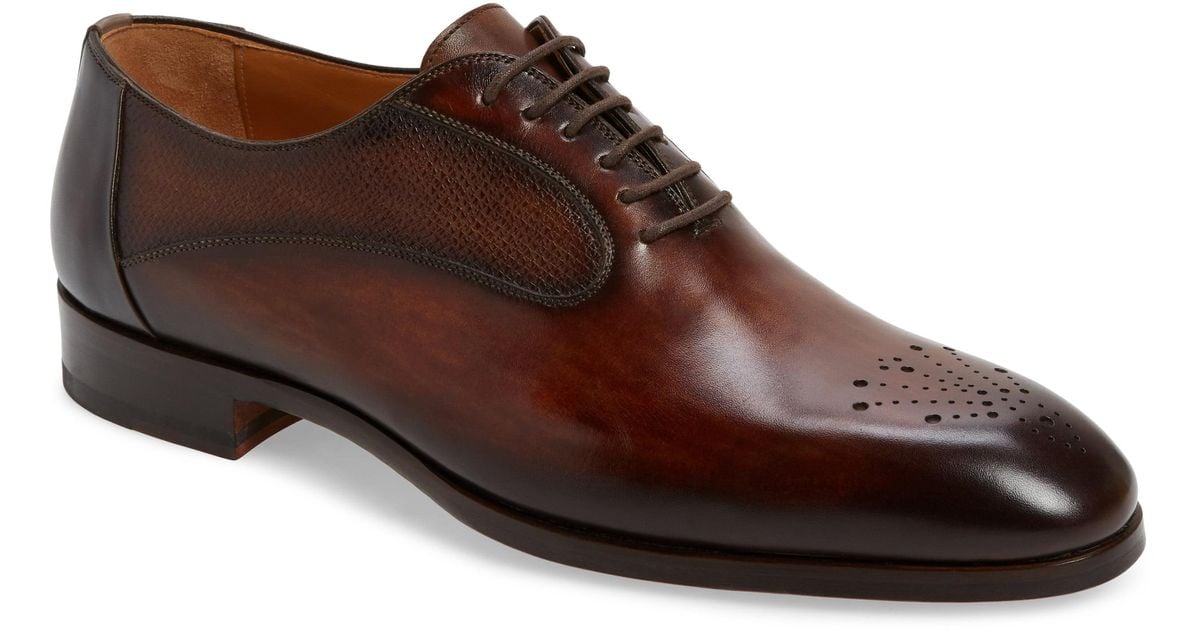 Magnanni Leather Magnani Laredo Whole Cut Shoe in Tobacco / Grey (Brown