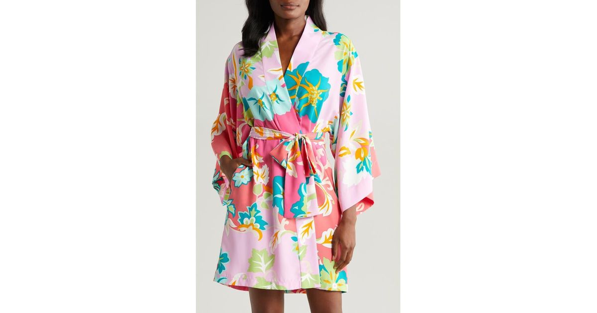 Natori Marabella Short Satin Robe Lyst