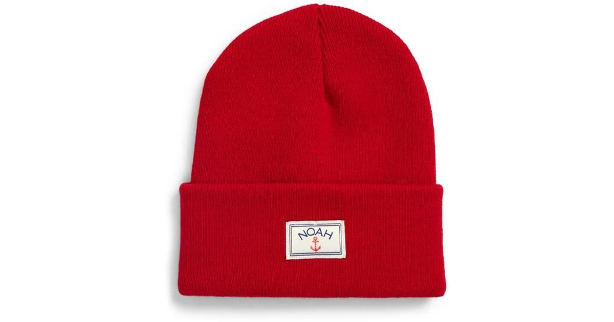【NOAH】 ★ ANCHOR LOGO BEANIE ★ RED & NAVY Noah Anchor Logo Beanie in Red for Men | Lyst