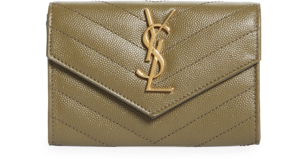 Saint Laurent 'monogram' Quilted Leather French Wallet in Gray | Lyst