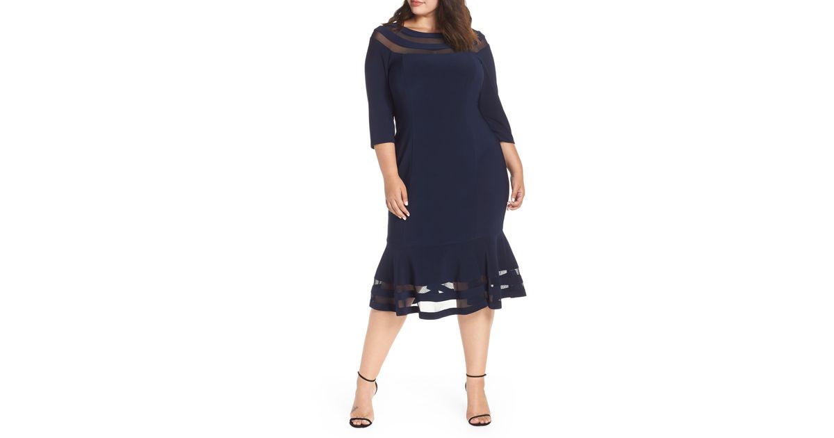 xscape flounce midi dress