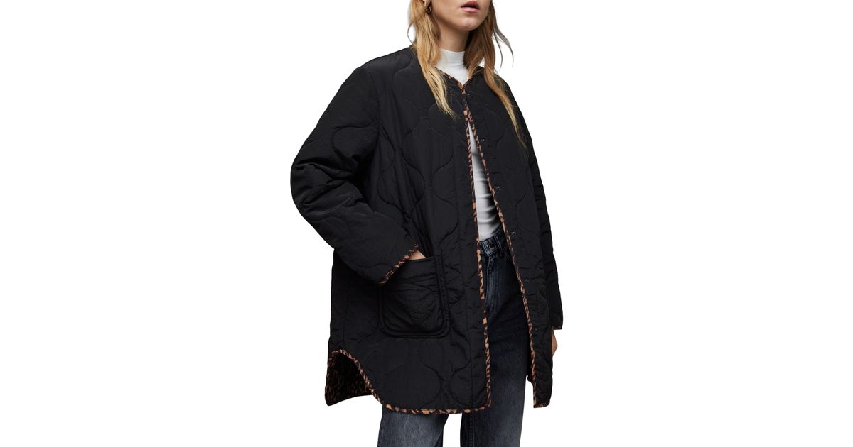 AllSaints Phyllis Reversible Leopard Print Liner Jacket in Black Lyst