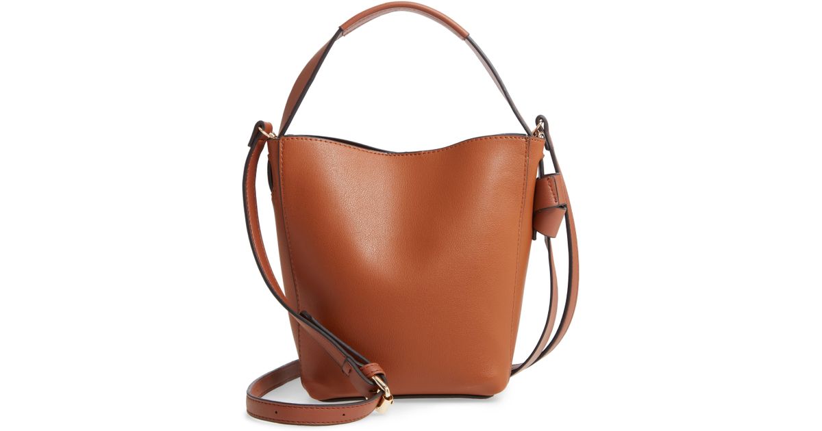 leather crossbody bucket bag
