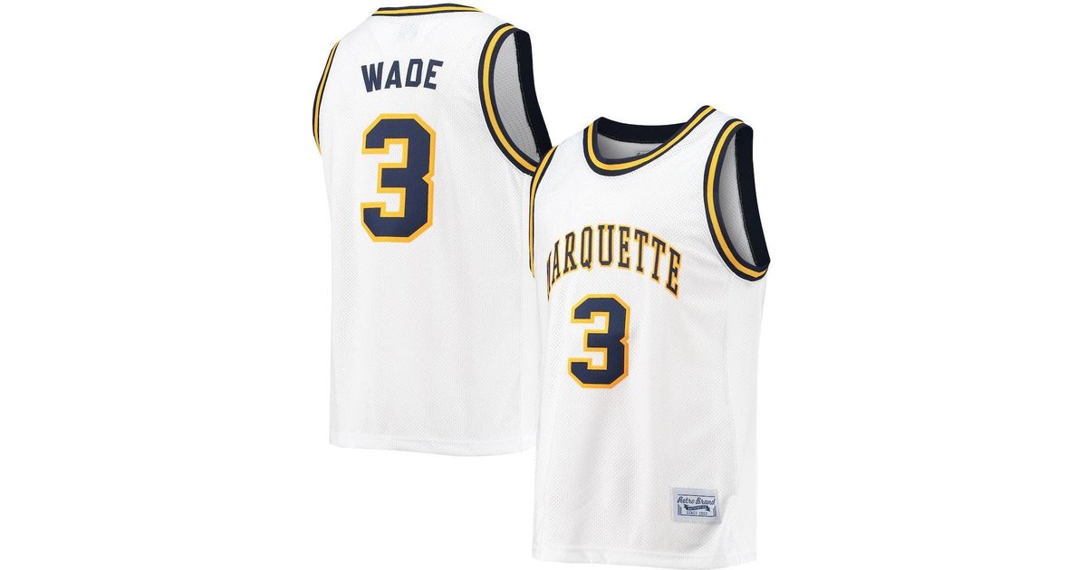 Retro Brand Original Dwyane Wade White Marquette Golden Eagles Commemorative Classic Basketball 